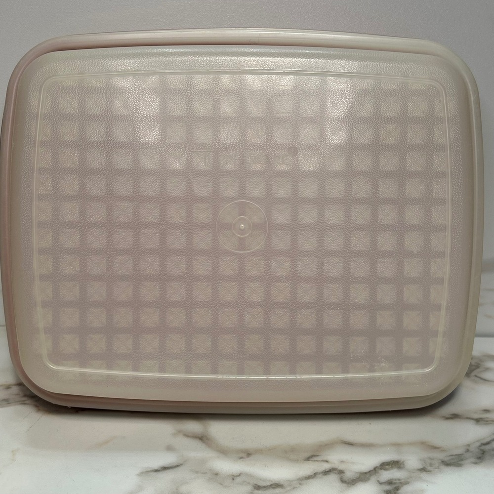 Vintage Tupperware Bacon Keeper 1518-6 Orange Rectangular Container Sheer Lid